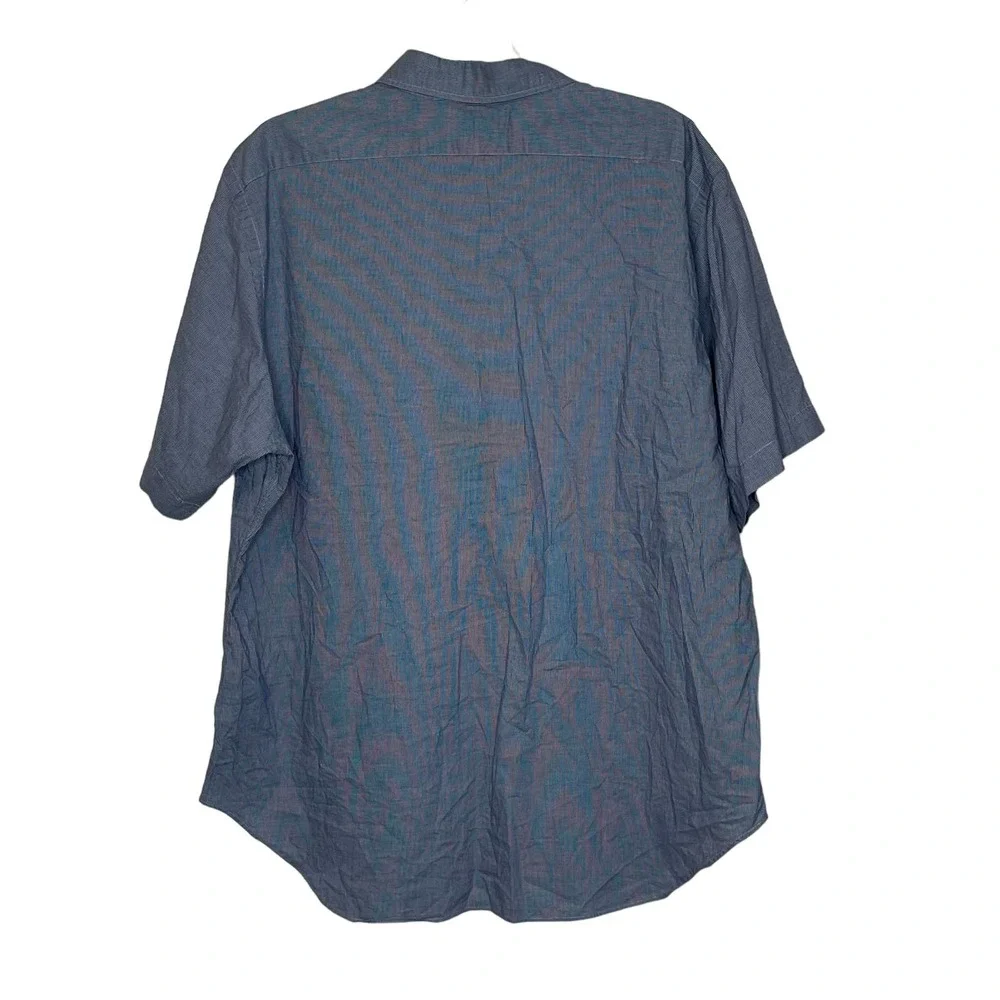 Polo Ralph Lauren SS Dress Shirt‎ Andrew Size 17.5-36/37 Blue White 100% Cotton